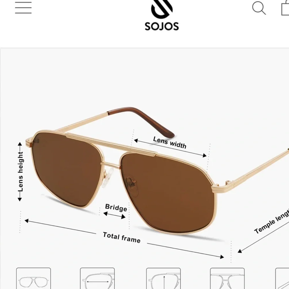 Sojos Chloe sunglasses Gold Frame Brown Lens never worn